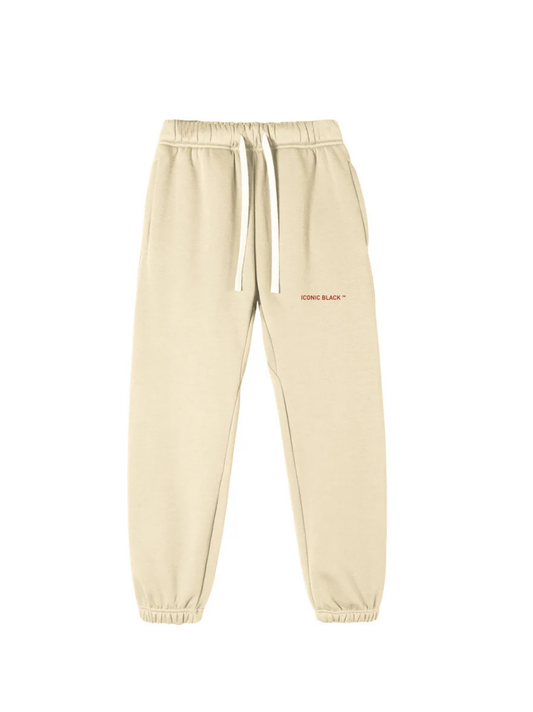 Iconic Black Essential Cream Sweatpants