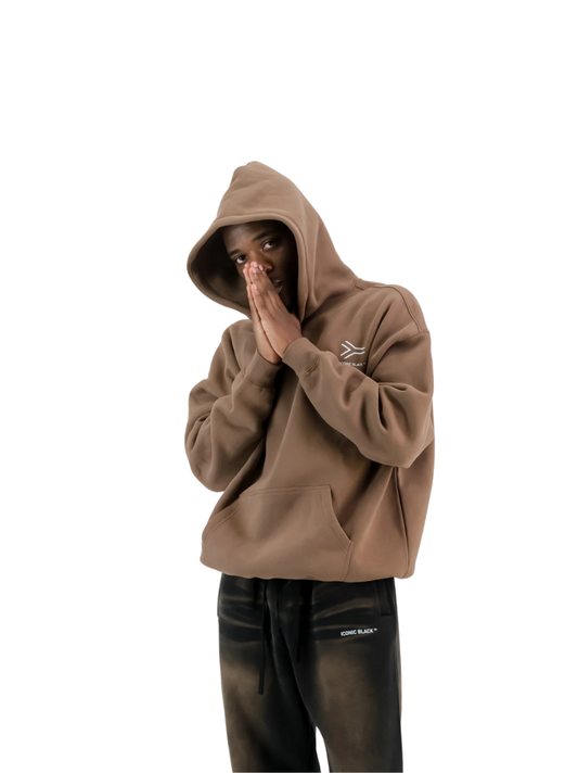 Iconic Black Essential Brown Hoodie