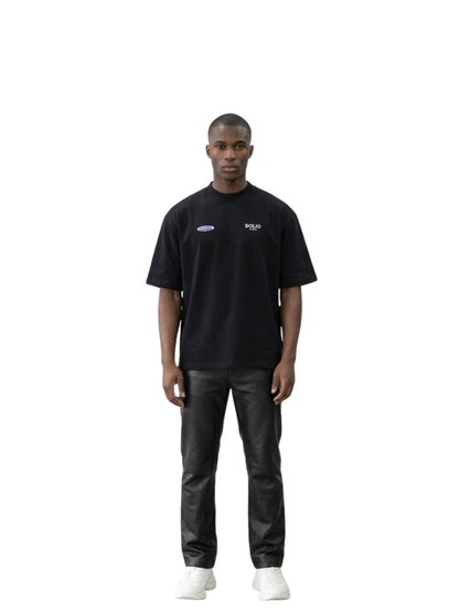 Solid Solids Over strips Black T-Shirt