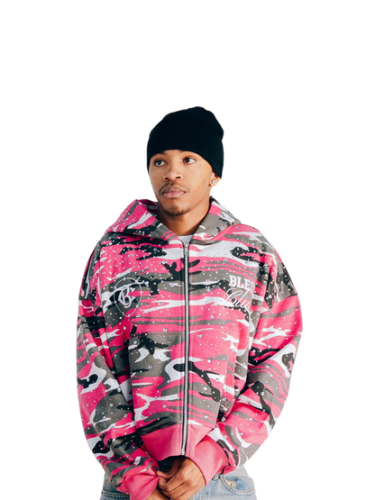 Blest Club Crystal Pink Zip Up Hoodie