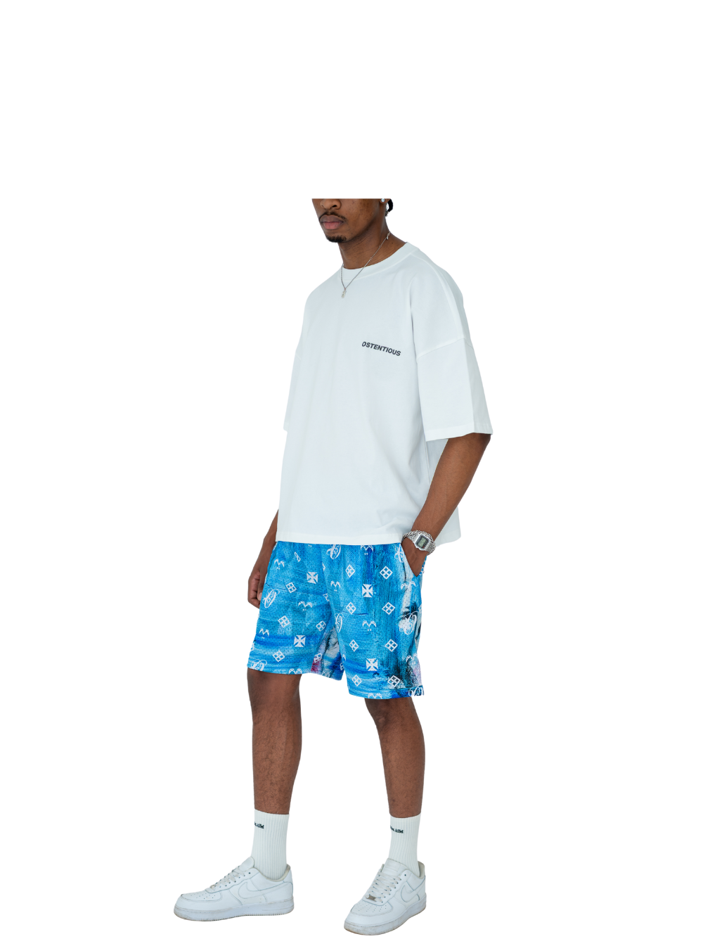 Ostentious Monogram Light Blue shorts