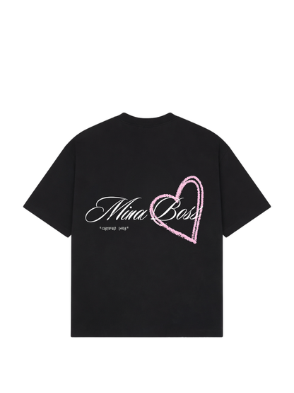 Mina Boss "Lover" Oversized Black T-Shirt