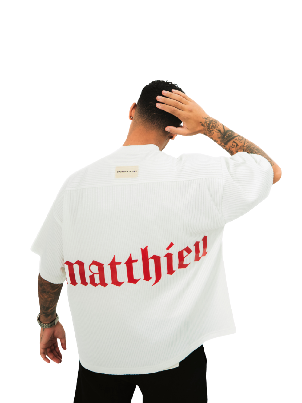 Micael Matthews White Pleated T-Shirt