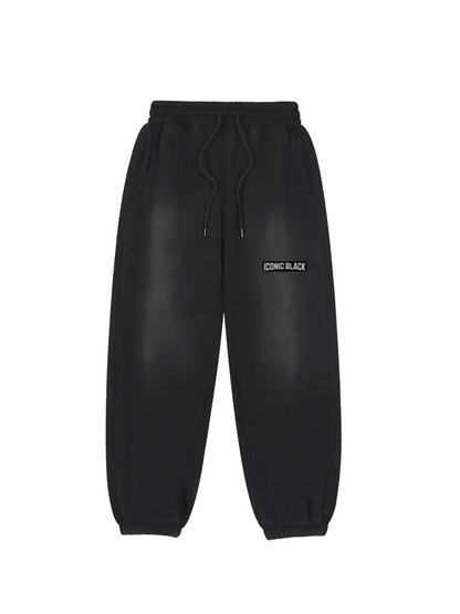 Iconic Black Fleeced Black Sweatpants
