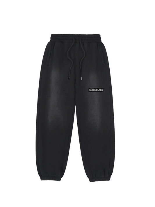 Iconic Black Fleeced Black Sweatpants
