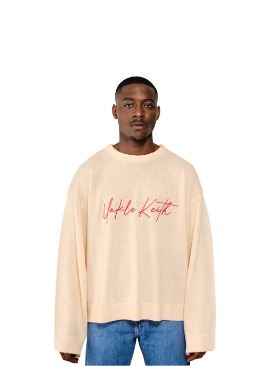 Unkle Keith Signiture Knit Beige Sweater