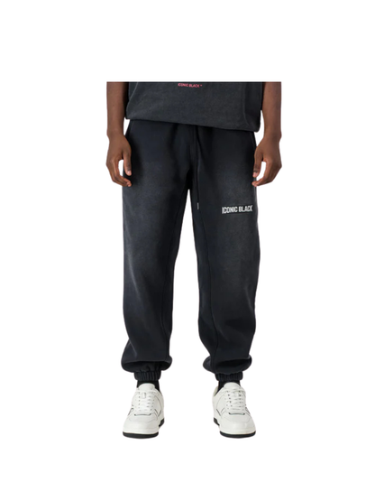 Iconic Black Fleeced Black Sweatpants