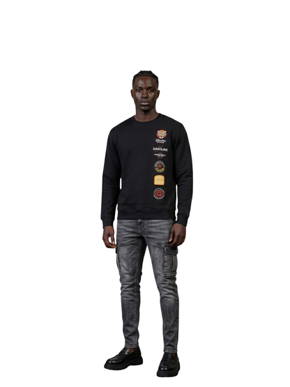 Gasoline Tiger Badge Black Sweater