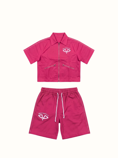Aesthetic Visionary Pink Denim Short Set