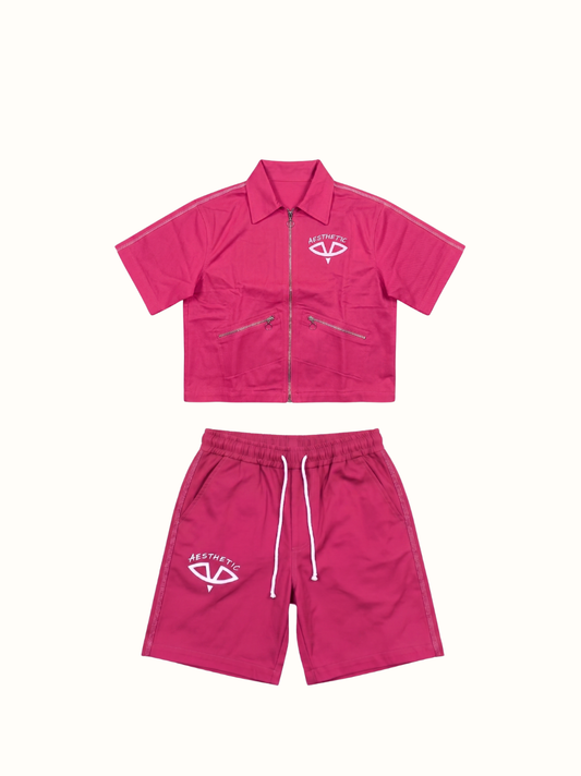Aesthetic Visionary Pink Denim Short Set