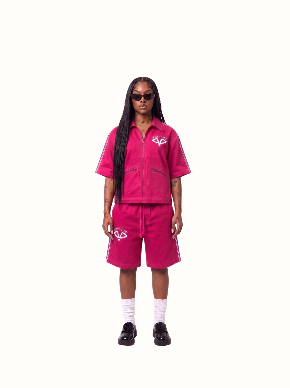 Aesthetic Visionary Pink Denim Short Set