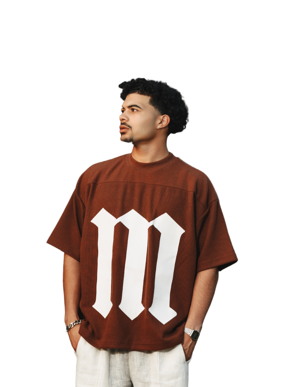 Micael Matthews Brown Pleated T-Shirt