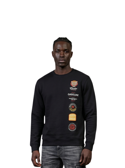 Gasoline Tiger Badge Black Sweater