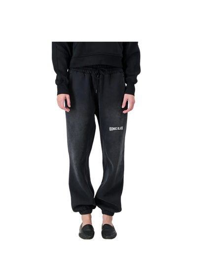 Iconic Black Fleeced Black Sweatpants