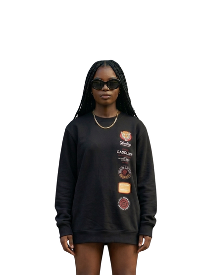 Gasoline Tiger Badge Black Sweater