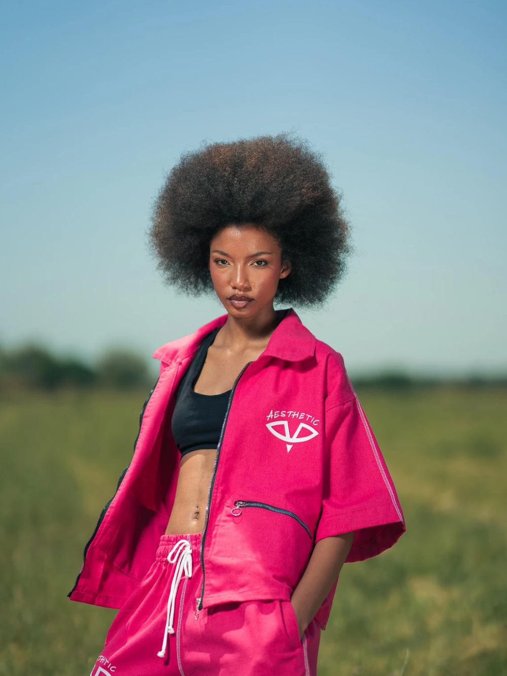 Aesthetic Visionary Pink Denim Short Set