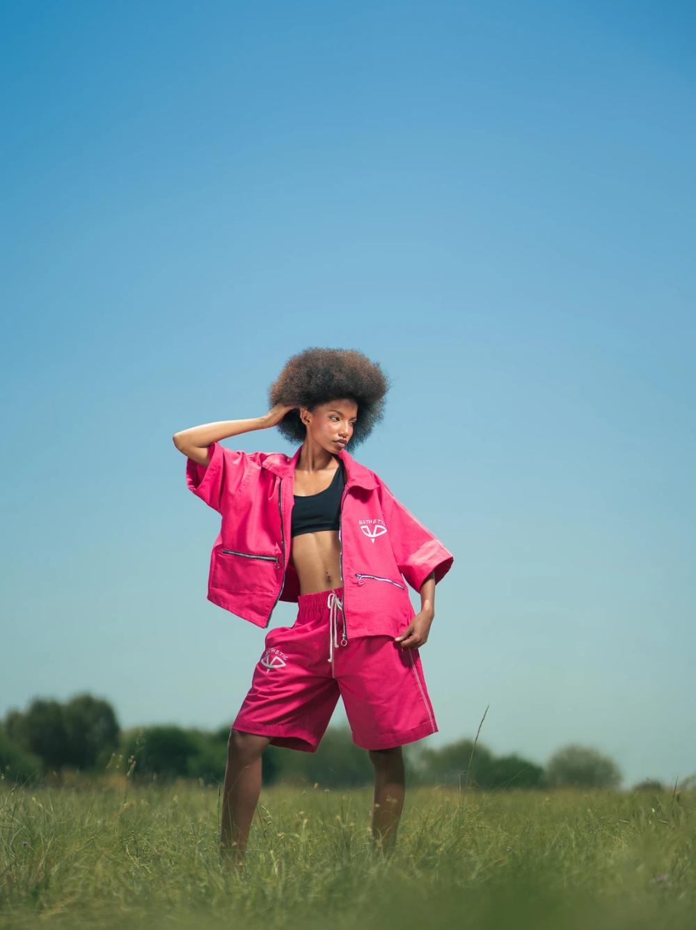 Aesthetic Visionary Pink Denim Short Set