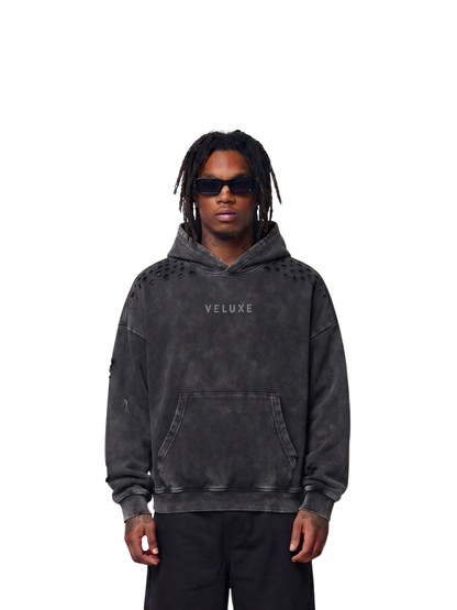 Veluxe Washed Black Hoodie