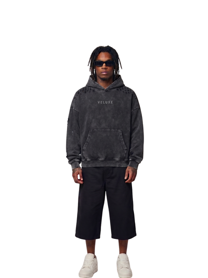 Veluxe Washed Black Hoodie