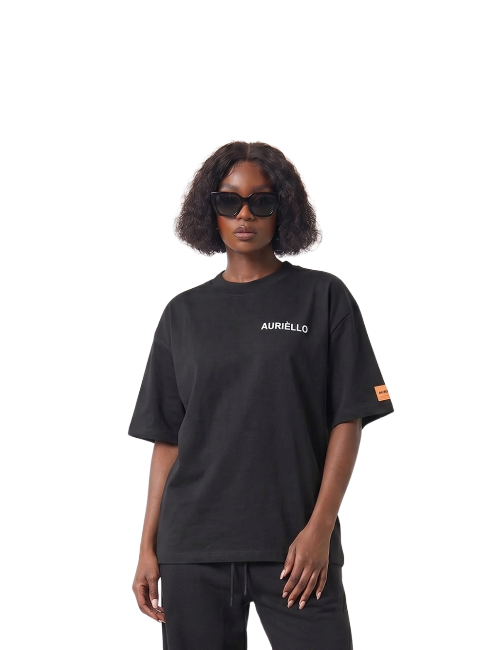 Auriello Embroidery Black T-Shirt
