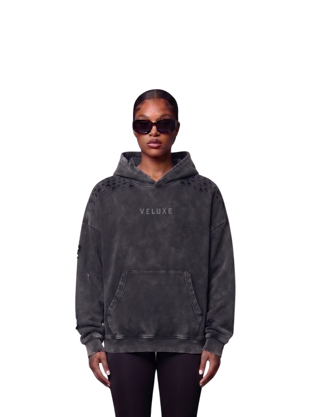 Veluxe Washed Black Hoodie