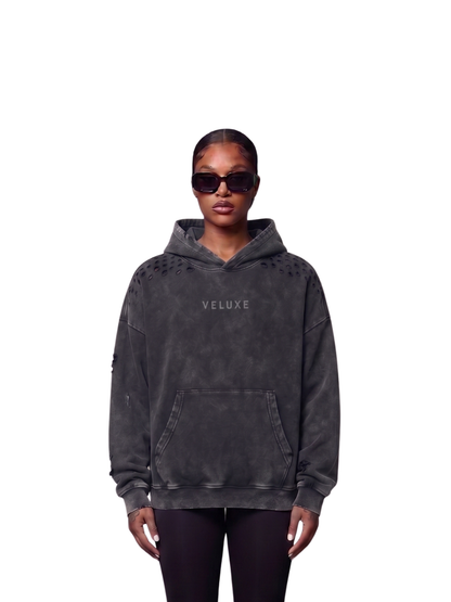 Veluxe Washed Black Hoodie
