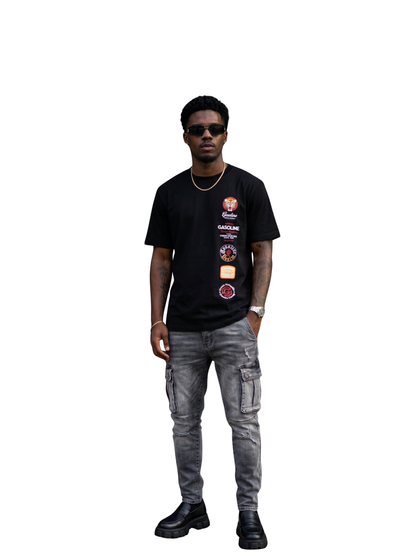 Gasoline Tiger Badge Black T-Shirt