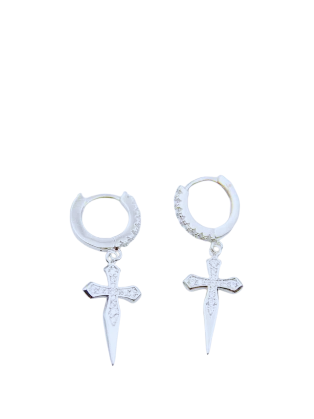 Luminary Silver Diamond Cross Earring