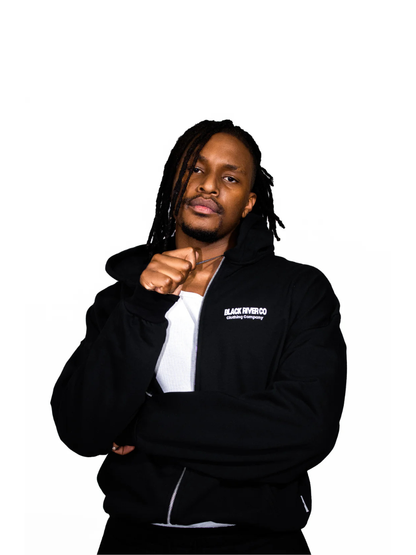 Black River Oversized Black Zipper Hoodie