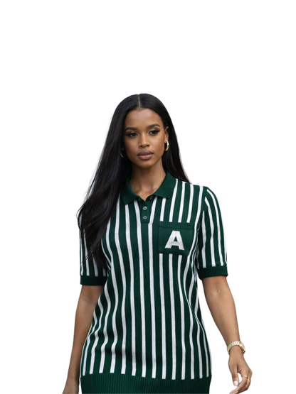 Ascend Men’s Stripped Green Golfer Shirt