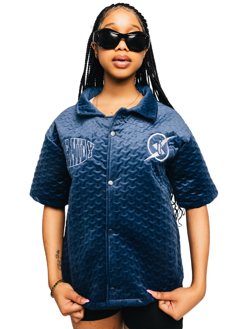 Insanidy Blue Monogram Button Up Shirt