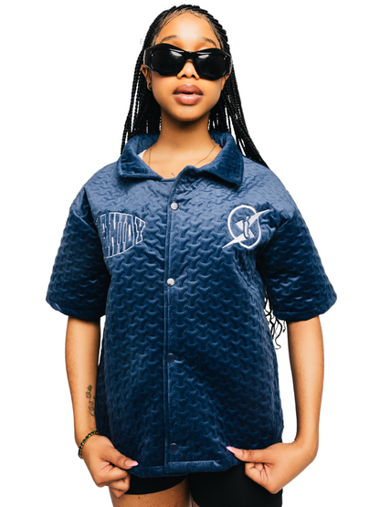 Insanidy Blue Monogram Button Up Shirt