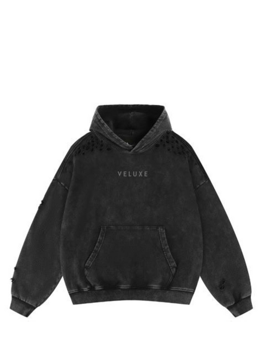 Veluxe Washed Black Hoodie