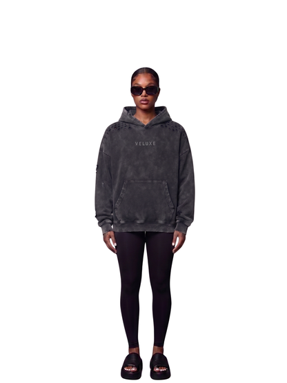 Veluxe Washed Black Hoodie