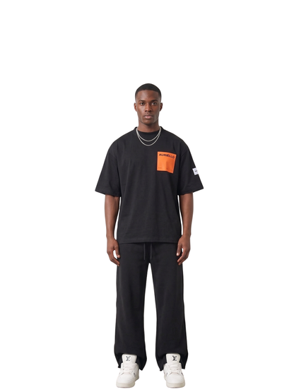 Auriello Orange Logo Black T-Shirt
