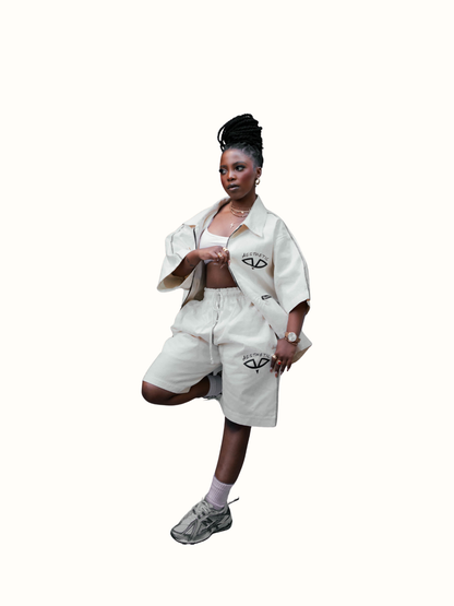 Aesthetic Visionary Cream Denim Short Set