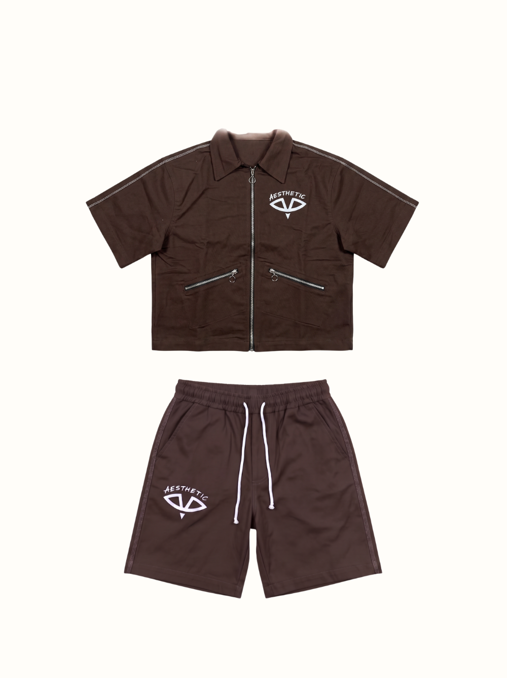 Aesthetic Visionary Brown Denim Short Set