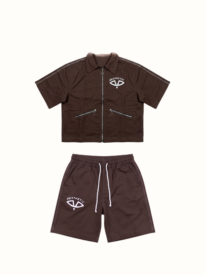 Aesthetic Visionary Brown Denim Short Set