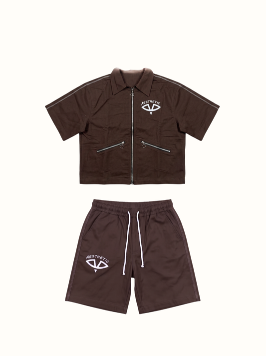 Aesthetic Visionary Brown Denim Short Set