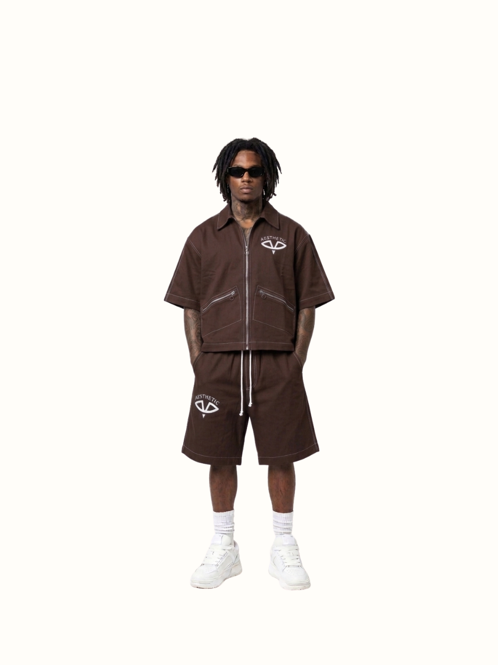 Aesthetic Visionary Brown Denim Short Set