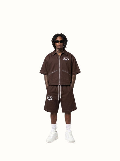 Aesthetic Visionary Brown Denim Short Set