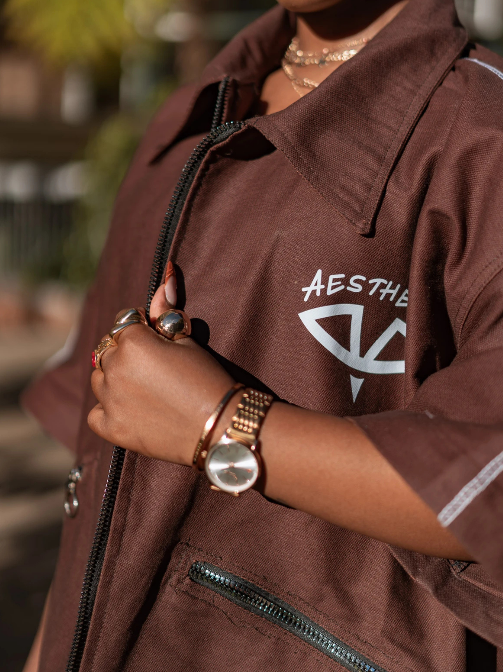 Aesthetic Visionary Brown Denim Short Set