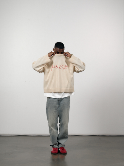 Unkle Keith Signiture Knit Beige Sweater