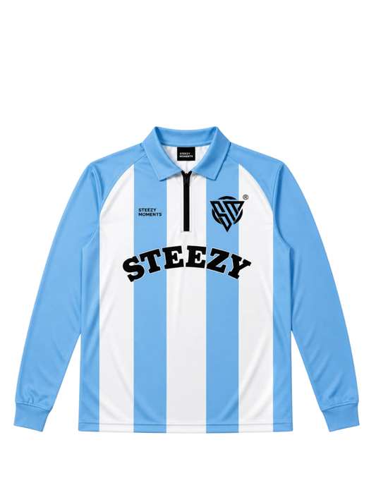 Steezy White and Blue Football T-Shirt