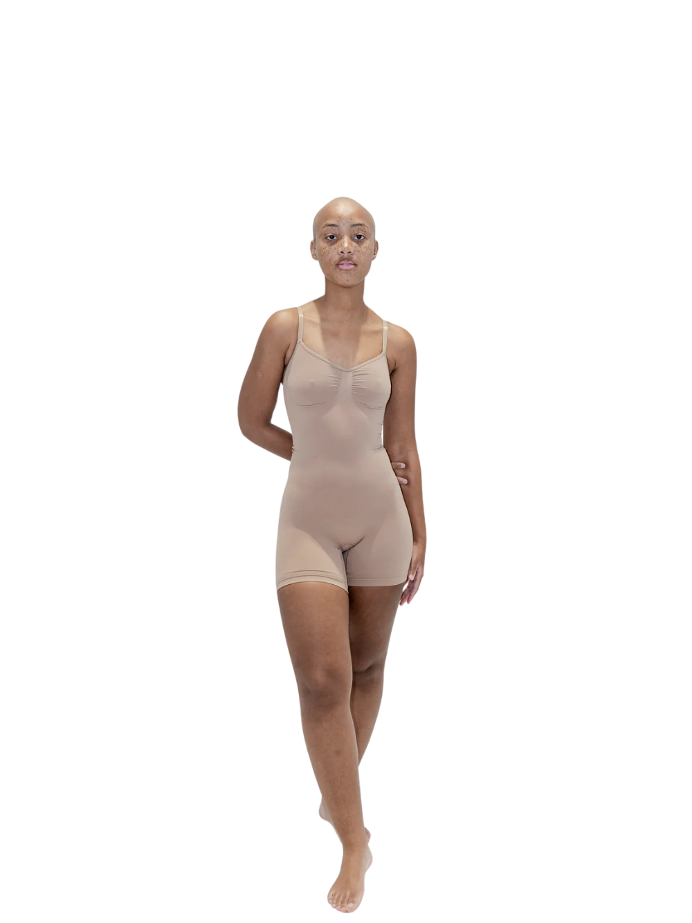 Kurv Mid Thigh High Compression Bodysuit Shapewear Tan