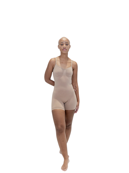 Kurv Mid Thigh High Compression Bodysuit Shapewear Tan