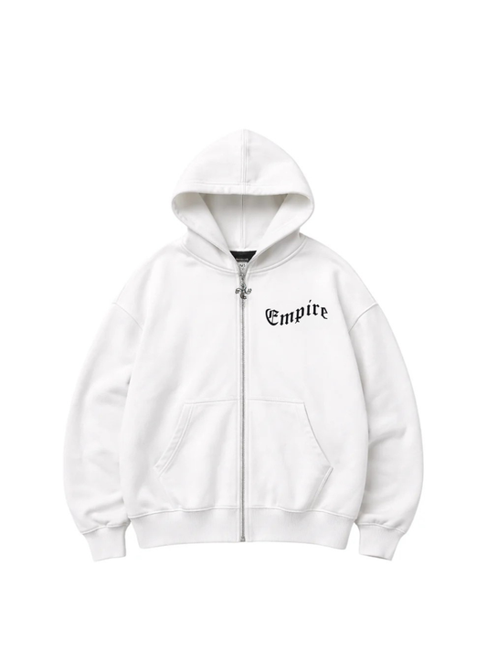 Empire White Zipper Hoodie