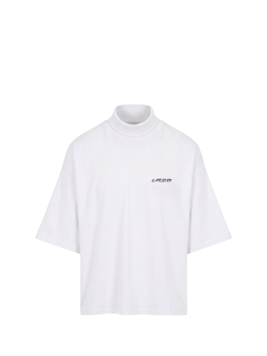 Kai Eleven Full White Embroidered T-Shirt With Purple Cursive Logo
