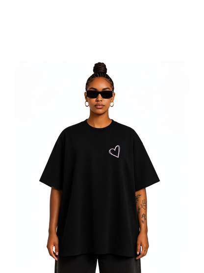 Mina Boss "Lover" Oversized Black T-Shirt