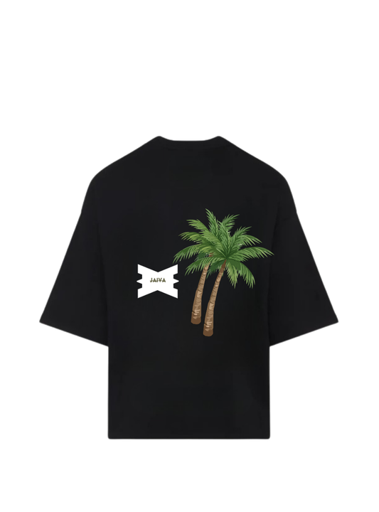 Jaiva Palm Tree Oversized Black T-Shirt